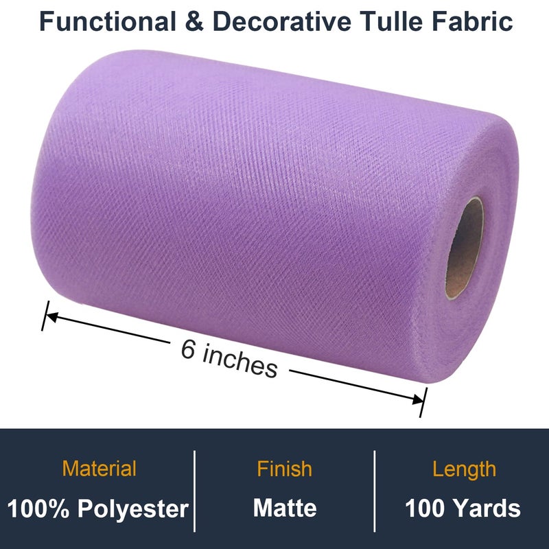 Ableme Deco Tulle Fabric Roll 6 Inch by 100 Yards (300 ft) Tulle Ribbon Sheer Mesh Netting for DIY Tutu Skirt Gift Wrapping Wedding Baby Shower Birthday Halloween Party Decorations Crafts, 34 Colors (Lavender) - Image 2